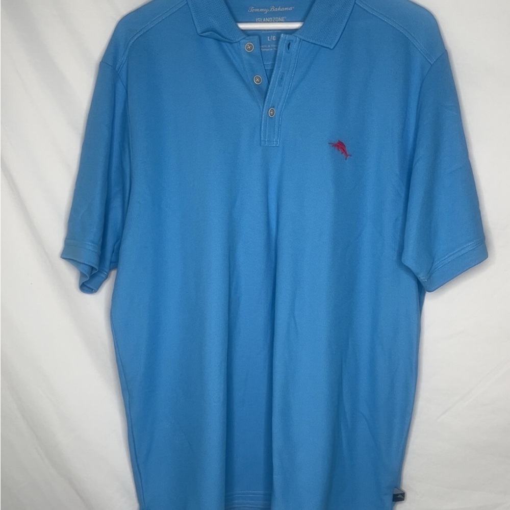 Tommy Bahama Blue Polo Shirt with V-Neck and Short Sleeves